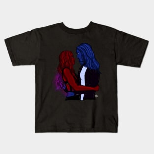 the colors red & blue Kids T-Shirt